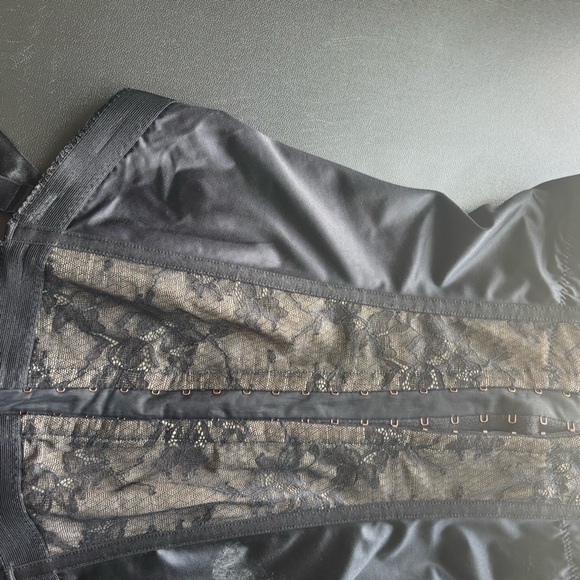 Gossard Black Lace Satin Corset Bustier 32D with Garters - Picture 4 of 6